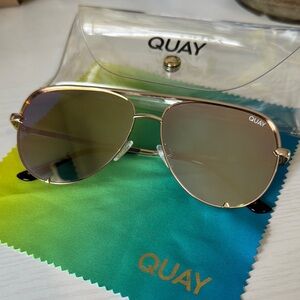 Quay Australia High Key Mini! Green/Gold Aviator Sunglasses
